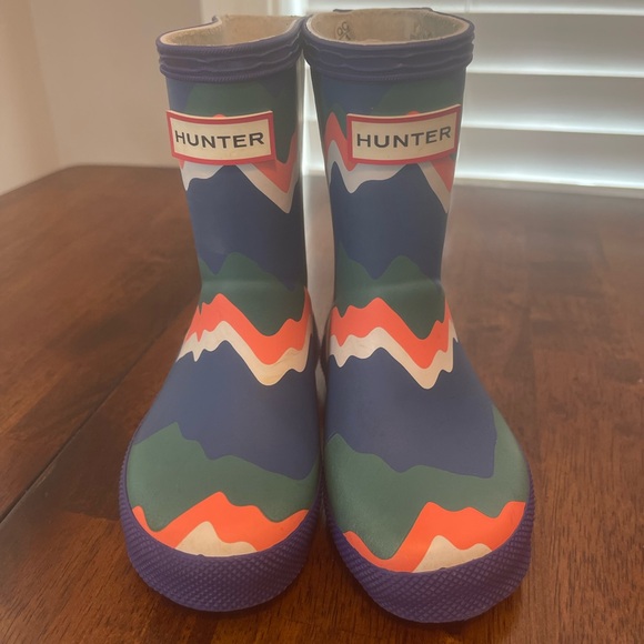 SOLD HUNTER BOOTS KIDS ELECTRIC STORM STRIPE UNISEX UK 5 US 6B/7G - Picture 3 of 5